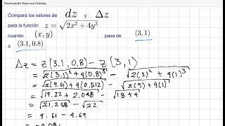 Diferencial total e incremento de una función de dos variables [upl. by Dannon]