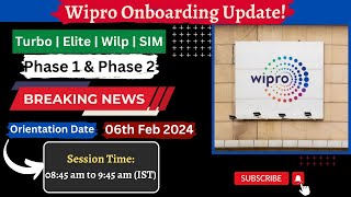 Wipro Onboarding Update  Orientation Session  06th Feb 2024 from 845 am  Watch Now🔥✔️ [upl. by Aseen762]