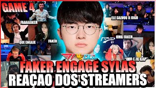 STREAMERS REAGEM ao ENGAJE do FAKER com WOMBO COMBO COLOCANDO O JOGO 4 do WORLDS no BOLSO [upl. by Tat]