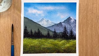 Watercolor Painting for Beginners  Easy Step by Step Watercolor Tutorial  Mountain Scenery [upl. by Dilly]