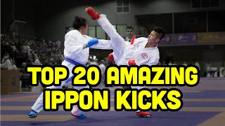 Top 20 Best ippon kicks in karate Kumite [upl. by Blas]