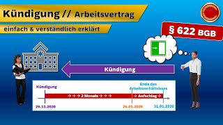 § 622 BGB  Kündigung eines Arbeitsvertrags  👨🏼‍🎓 EINFACH ERKLÄRT 👩🏼‍🎓 [upl. by Junno]