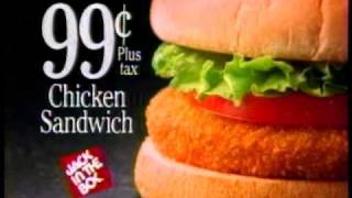 Jack In The Box 99¢ Chicken Sandwich Commercial 1991 [upl. by Notned]