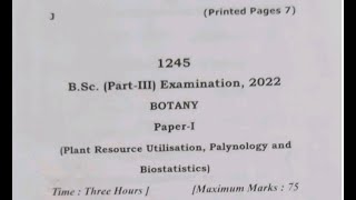 Botany Paper 1 Plants Resources Utilisation Palynology and Biostatistics BSc Part 3rd Year [upl. by Ronaele]