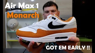 GOT EM EARLY  NIKE AIR MAX 1 MONARCH 2024 REVIEW [upl. by Rahal]