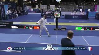 Epee Fencing  Deep lunge to score  Ma S vs Cannone R  Milano 2023 Mens Epee [upl. by Ennairac]