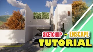 ASOLEAMIENTO EN FACHADAS PARA PRESENTACION ARQUITECTONICA  SketchUp  Enscape  TUTORIAL 2022 [upl. by Bartolome]