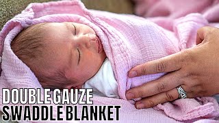 SEW A SWADDLE BABY BLANKET using DOUBLE GAUZE  Baby Blanket sewing tutorial for beginners EASY [upl. by Linell112]