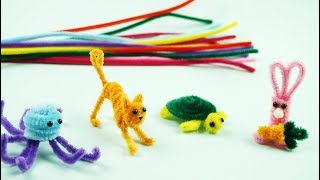 CRAFT AND FUN  4 amazing animals with PIPE CLEANER [upl. by Eaves]