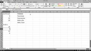29 Excel 2013 Orden de precedencia de operaciones aritmeticas [upl. by Ained]