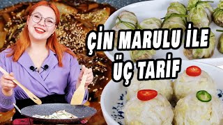 BİR ÇİN MARULU İLE EVDE ÜÇ TARİF YAPTIM 😋 [upl. by Cerelia]