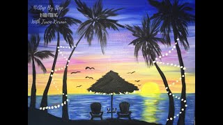 How To Paint A Tropical Sunset Acrylic Tutorial For Beginners [upl. by Horick]