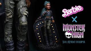 Barbie x Monster High Doll Repaint  PostApocalyptic Cyberpunk Diorama  fallout barbie [upl. by Arayt]