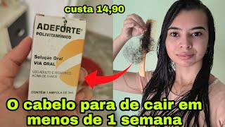 VITAMINA ADEFORTE PARA QUEDA DE CABELO meu cabelo estava caindo muito [upl. by Rebmit]