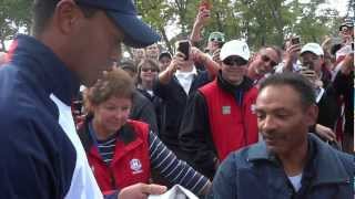 Tiger Woods apologizes after hitting fan with tee shot at 2012 Ryder Cup [upl. by Freyah704]