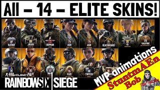 ALL 14 ELITE SKINS  Rainbow Six Siege MVP ANIMATIONS [upl. by Inger]