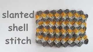 Crochet slanted shell stitch English baby blanket [upl. by Oicam138]