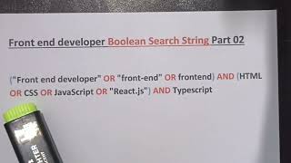 Part 02  How to make frontend developer boolean search string  How to make boolean search string [upl. by Jacob536]