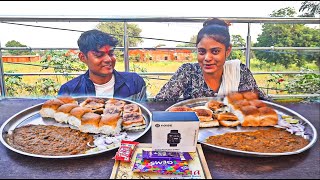 Street Spicy Pav Bhaji Eating Challenge  1 Minute Thali Food Challenge  Man Vs Pav Bhaji [upl. by Hakim]