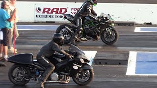 Nitro Hayabusa vs H2 Ninja and GSXR  motorbikes drag racing [upl. by Attaynek]