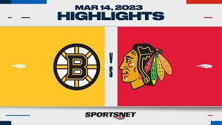 NHL Highlights  Bruins vs Blackhawks  March 14 2023 [upl. by Zolnay]