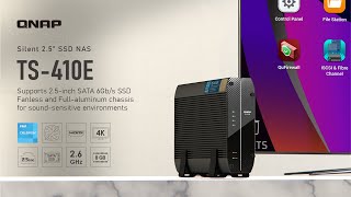 TS410E 25GbE silent NAS with four 25inch SSD bays aluminum enclosure amp fanless cooling design [upl. by Cioban14]