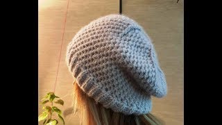 How to Knit a Slouchy Beanie Hat Long Version with Details [upl. by Llerdnad]