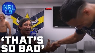 Johnathan Thurston leaves Val Holmes hanging In the Sheds  NRL on Nine [upl. by Tisbe]