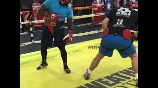 Bermane Stiverne Sparring at Mayweather Boxing Club Training For Povetkin [upl. by Vharat]