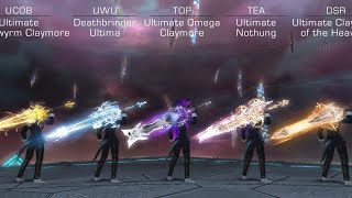 FFXIV All 5 Ultimate Weapons Showcase UCOB UWU TEA DSR TOP side by side [upl. by Nagy625]