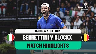 Matteo Berrettini v Alexander Blockx Highlights  Italy v Belgium Davis Cup 2024 Finals Group Stage [upl. by Nnairda]