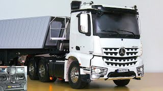 UNBOXING RC TRUCK MB MERCEDESBENZ AROCS 3363 WITH CARSON TRAILER FIRST TEST [upl. by Loralee]