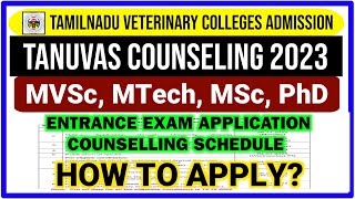 🩺TANUVAS PG Degree amp Diploma 2022 l MVSc MTech PhD Courses Entrance Exam amp Application Schedule [upl. by Ecal205]