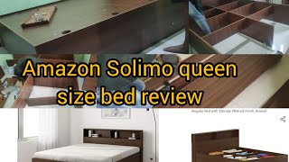 Amazon Solimo engineering wood queen size bed । Unboxing and installation and review after a month [upl. by Enytsuj795]