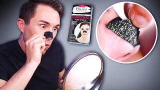 Mens First Time Using Biore Blackhead Remover Charcoal Nose Strips [upl. by Karoly]