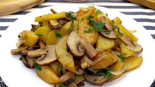 Bratkartoffeln mit Pilzen in wenigen Minuten fertig❗️ Schnelles und einfaches Kartoffelrezept [upl. by Naul322]