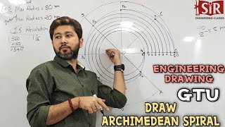 GTU  Sem1  ENGINEERING DRAWING 📐📏 GRAPHICS EG  Archimedean Spiral for 1 and 15 revolution [upl. by Nicolina]