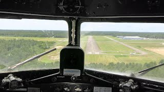 DC3 In Cockpit Taxi Takeoff and Landing Ocean County Airport NJ [upl. by Neenaej510]