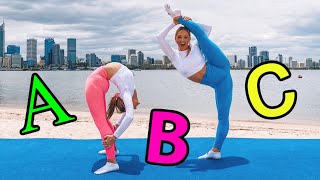 ABC ACRO GYMNASTICS CHALLENGE  The Rybka Twins [upl. by Esirtal52]