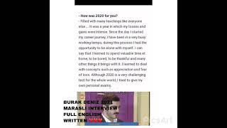 english written 2021 burak deniz marasli interview  full in english written marasli interview watch [upl. by Hayotal]