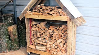 Building a Mobile Firewood Storage Rack from 2 Pallets DIY [upl. by Aiotal]