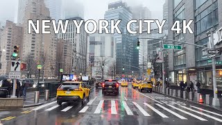 Rainy Midtown Manhattan 4K  Driving Downtown  New York City USA [upl. by Nonna802]