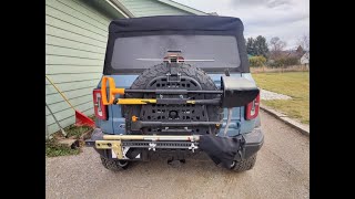 My 2021 Ford Bronco  300 solution to add recovery tools to rear spare tire [upl. by Yorker]