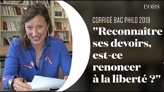 quotReconnaître ses devoirs estce renoncer à la liberté quot Corrigé du bac de philo S par Marie Robert [upl. by Wilburt]