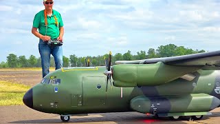 HOMEMADE XXXL TRANSALL C160 RC SCALE AIRPLANE WITH TUG DEMONSTRATION FLIGHT [upl. by Damick]