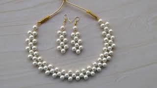 60  How to make Pearl Beaded Necklace  Diy jewellery making at home  DIY Pearl Necklace [upl. by Derag]