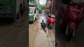 puneet superstar lying on road  puneet superstar paani mai lete hue  frog 🐸 in rainy season 😎😂 [upl. by Comfort]