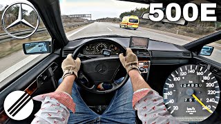 MercedesBenz W124 500E TOP SPEED DRIVE ON GERMAN AUTOBAHN🏎 [upl. by Eldnek]