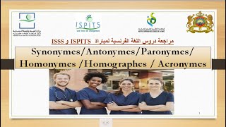 التحضير لمباراة ISPITS و ISSS درس Synonymes Antonymes Paronymes Homonymes Acronymes [upl. by Absa415]