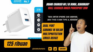 Unboxing Wall Charger Anker Powerport 20W  Adaptor Charger Untuk Iphone dan Android  Dual Port [upl. by Huldah]